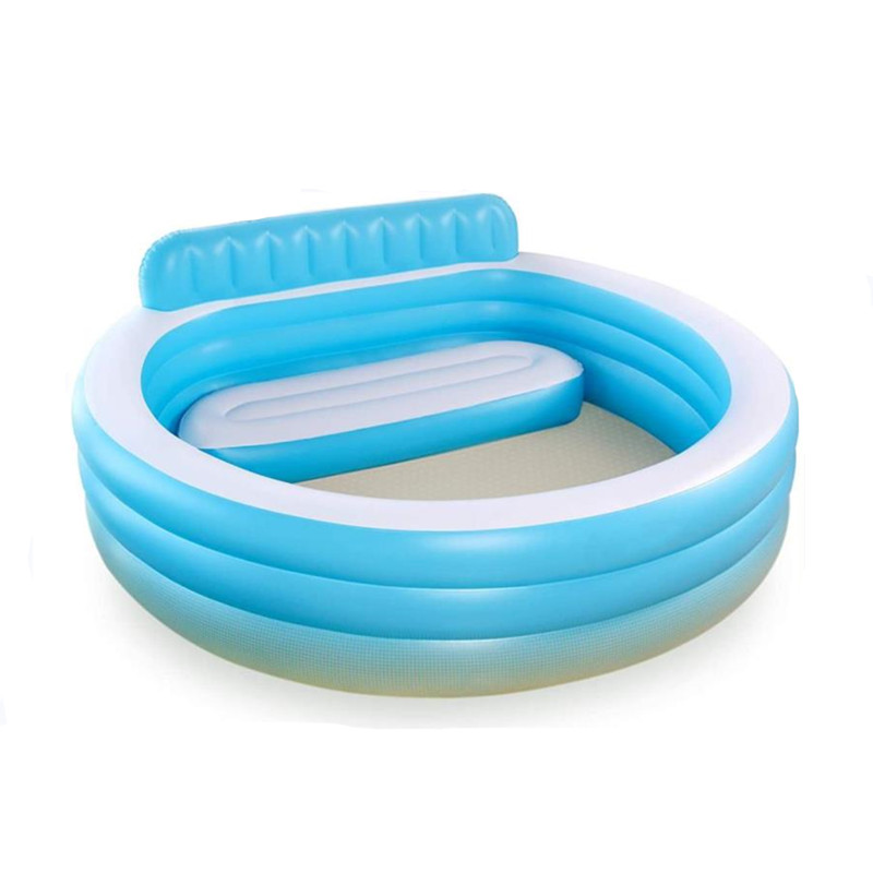 Inflatable pool outdoor blue suitable for family gatherings water sports with back and built-in bench 