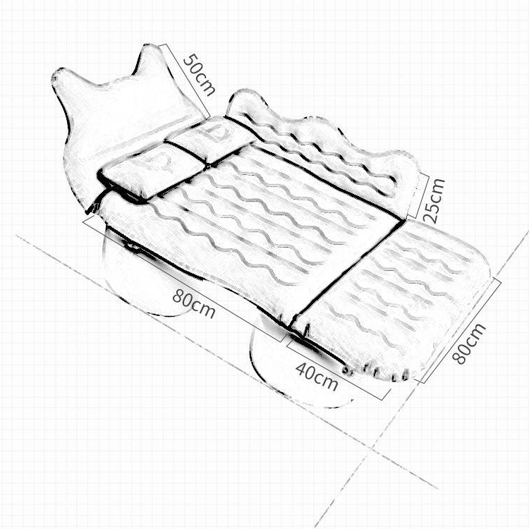 New Cartoon Car Flocked Inflatable Bed Car Travel Foldable Car Inflatable Mattress Double Guard Gear Universal Inflatable Bed