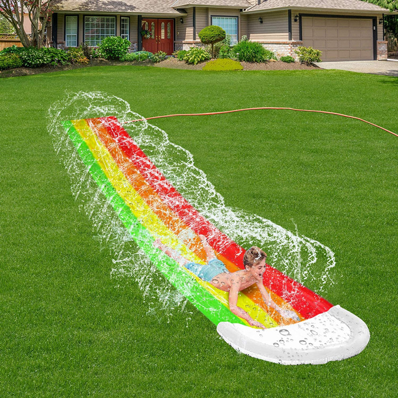 New Design PVC Material Rainbow Sprinkler Water Slide Toy for 5-12 Kids
