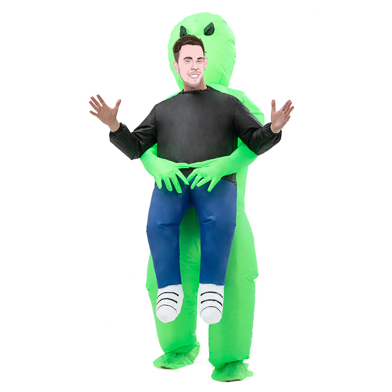 Factory Supply New Ghost Hugger Green Ghost Alien Halloween Party Spoof Performance Clothing ET Alien Inflatable Costumes