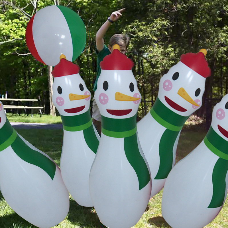 Inflatable Christmas Party Snowman Bowling Set Toys for Kids