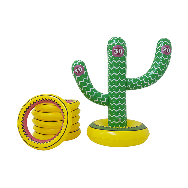 Inflatable Cactus Ring Toss Game Set Target Toss Floating Swimming Ring Toss Party Accessories Hawaiian Pool Beach Party Decoration Supplies