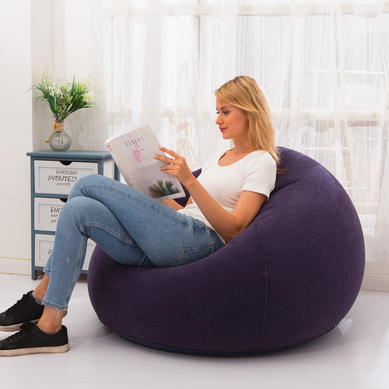 Wholesale Price New Modern Simple Adult Single Air Chair Leisure Office Foldable Recliner Spherical Lazy Inflatable Flocked Sofa