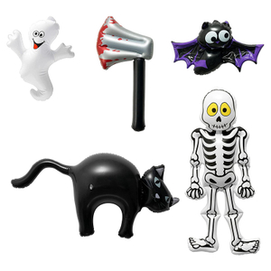 Inflatable Halloween Toys Kit Blow Up Ghosts Bat Black Cat and Skull Inflates Halloween Theme Party Decorations