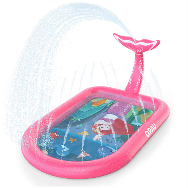 3-in-1 Inflatable Sprinkler Pool Mermaid Design Splash Pad Kiddie Pool Outdoor Water Toys for Kids