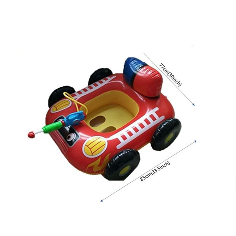 Big Summer Inflatable Fire Boat Pool Float for Kids with Built-in Squirt Gun Inflatable Ride-on for Children