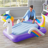 High Quantity Comfortable Flocking Inflatable Unicorn Shaped Kids Airbed With Frame Durable Folding Portable Child Camping bed